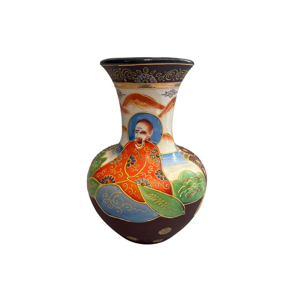 Satsuma Moriage 7 inches Made in Japan Vintage Porcelain‎ Vase Houseware
